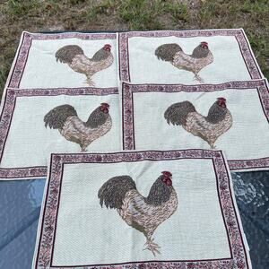 Wow Vintage Martha Stewart Tapestry Rooster Placemats With Rich Autumnal Colors
